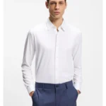 Slim-fit shirt in structured performance-stretch fabric