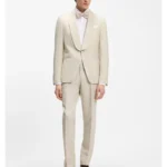 Two-piece slim-fit tuxedo suit in virgin wool and linen