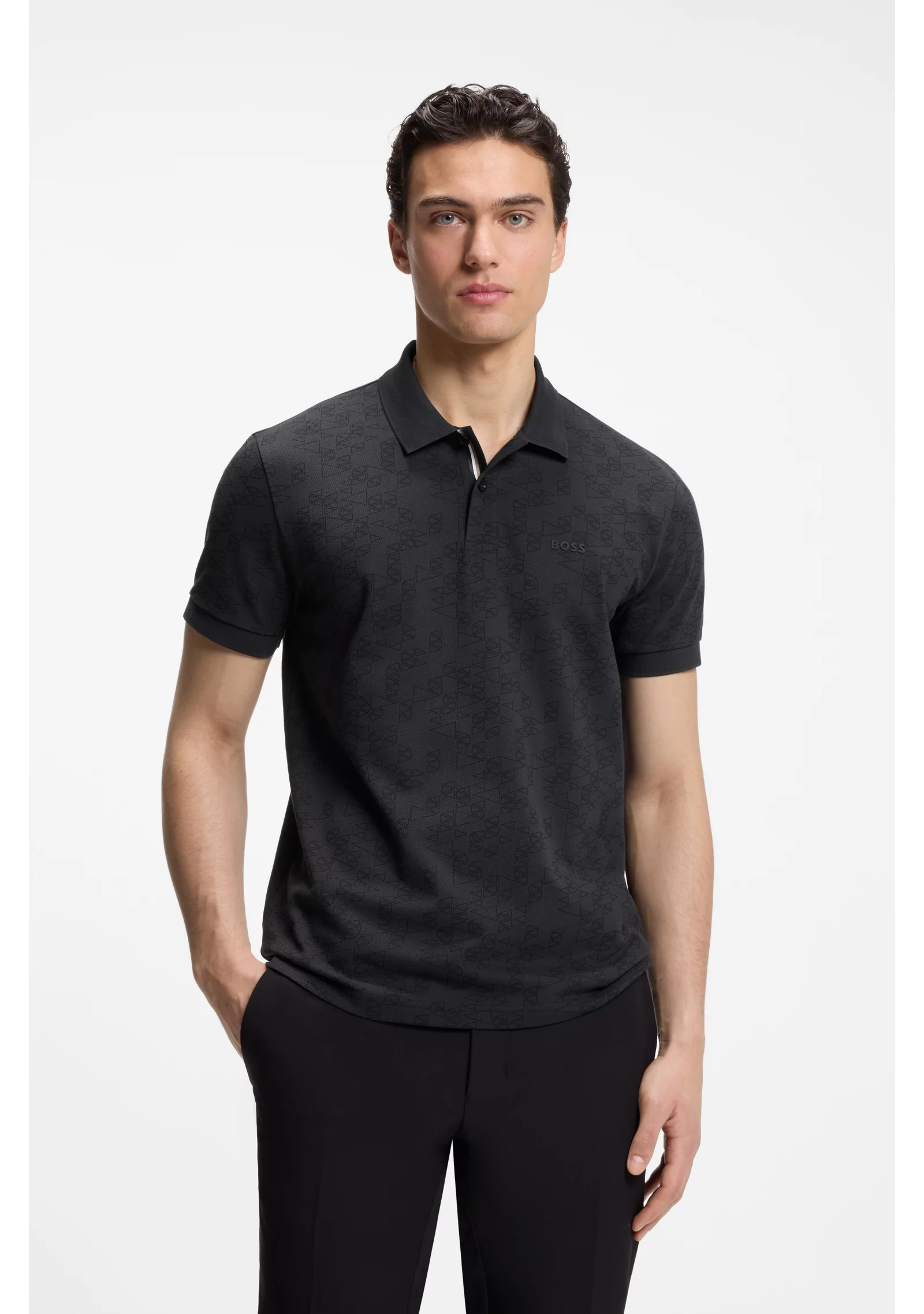 hbeu50564801_402_350 Cotton-piqué polo shirt with all-over print - Image 1