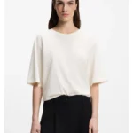 Relaxed-fit T-shirt in cotton with mesh trims