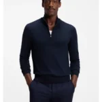 Merino-wool sweater with zip neck