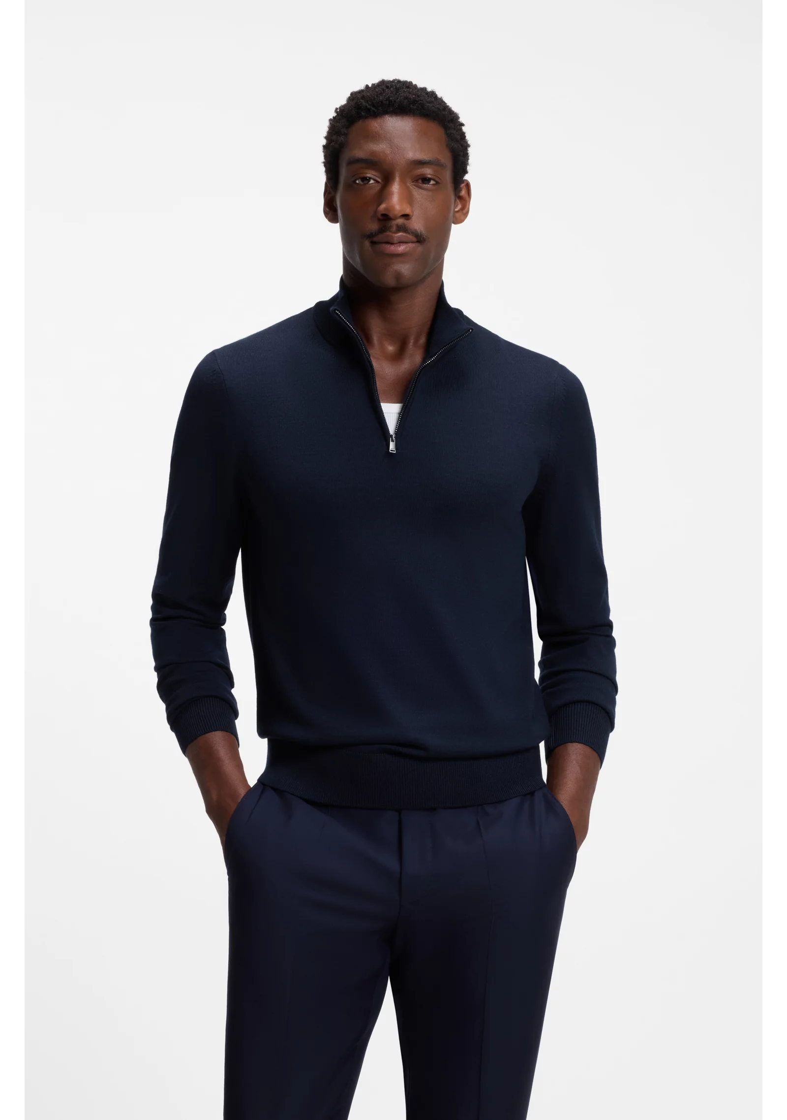hbeu50565499_404_350 Merino-wool sweater with zip neck - Image 1