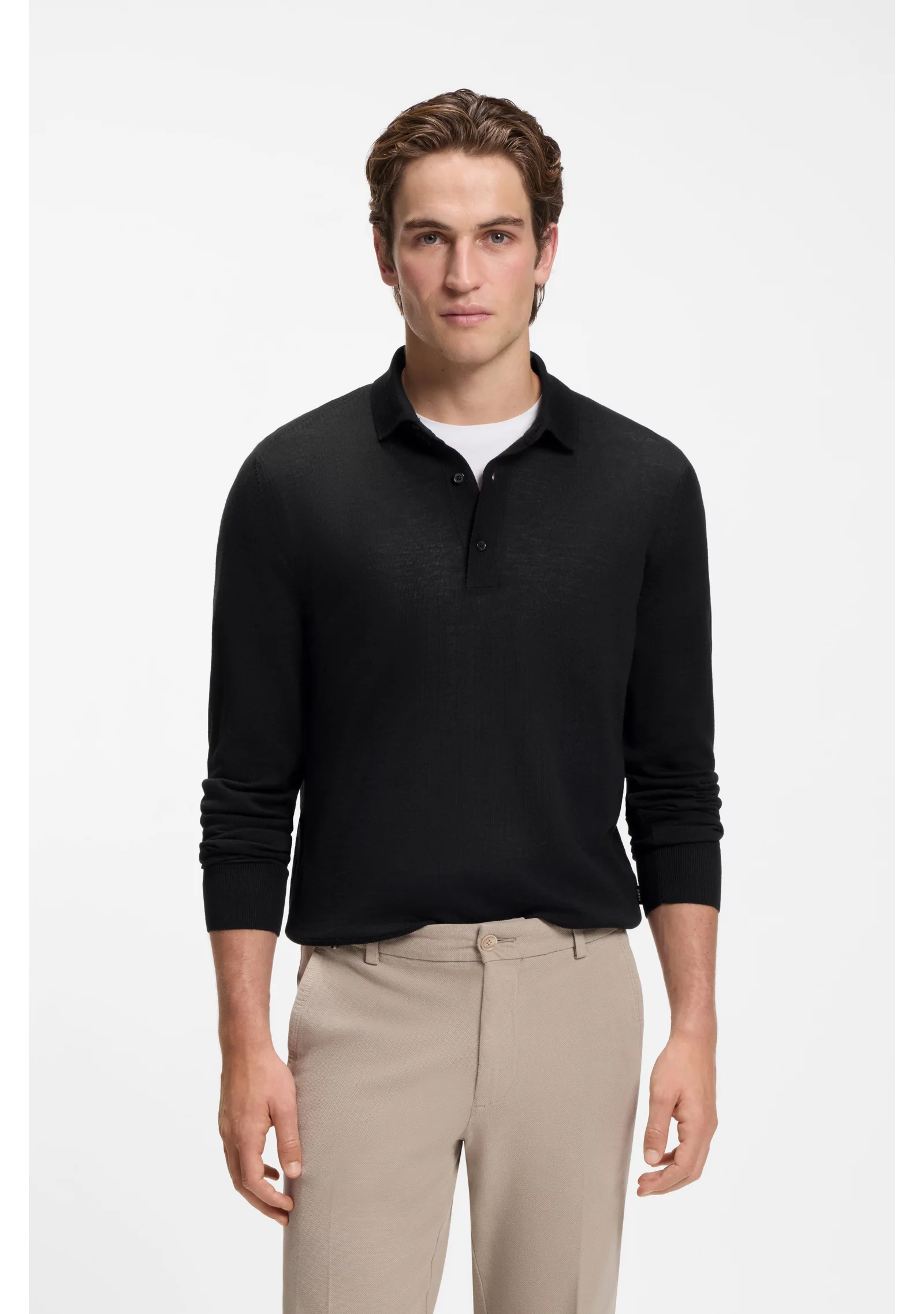 hbeu50565503_001_350 Regular-fit knit polo in merino wool - Image 1
