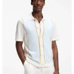 Colour-blocked cardigan with wing collar