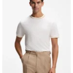 Regular-fit T-shirt in structured cotton with tipping details