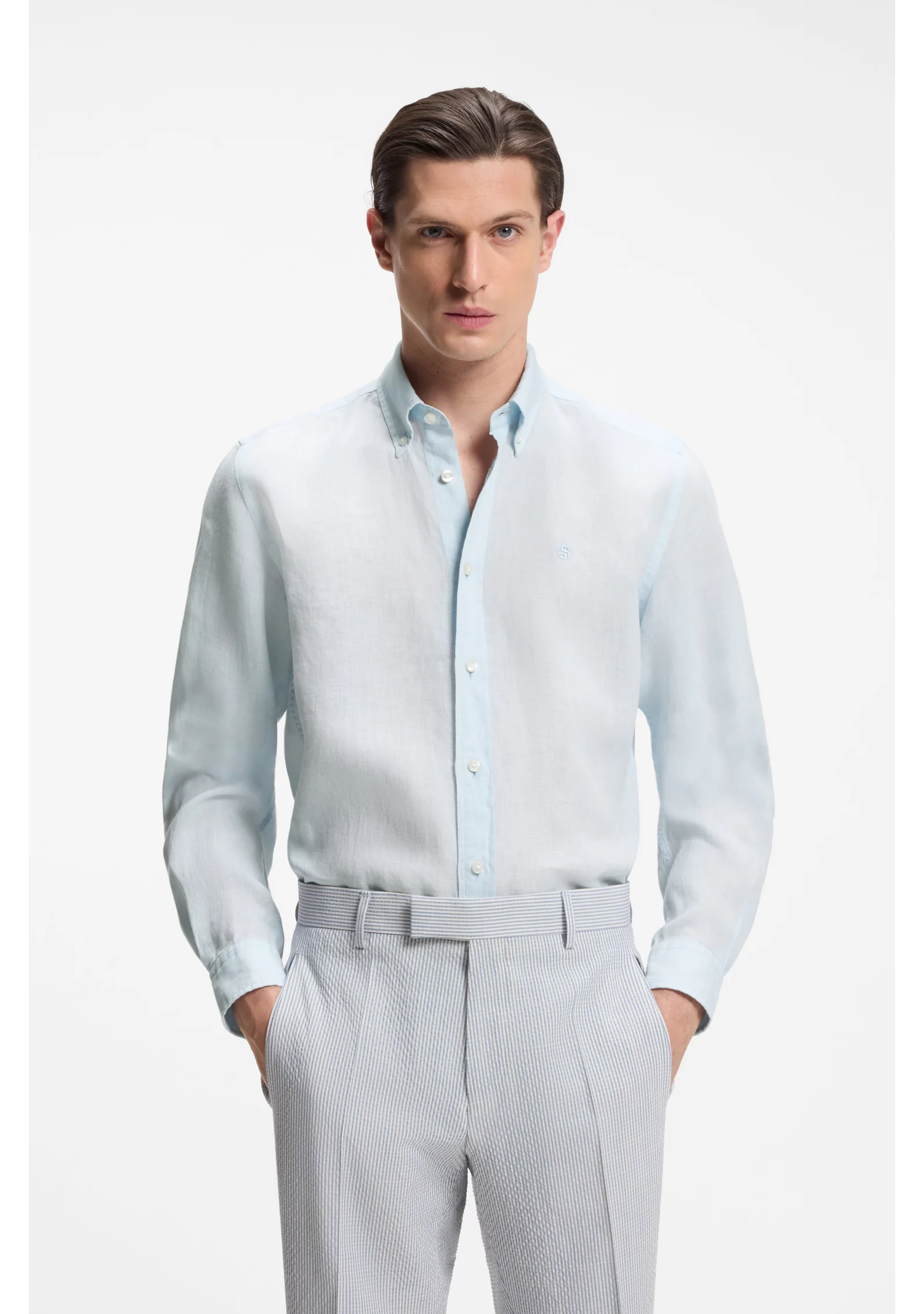 hbeu50567009_499_350 Regular-fit button-down shirt in linen - Image 1