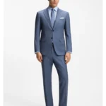 Two-piece slim-fit suit in patterned stretch wool