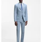 Two-piece slim-fit suit in cotton and linen