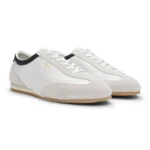 Leather trainers with suede trims