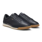 Leather trainers with foil logo