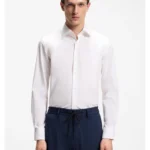 Slim-fit shirt in cotton-blend poplin