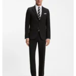 Two-piece suit in a melange stretch-wool blend
