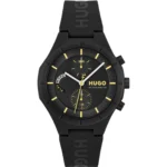 Black watch with silicone logo strap