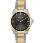 Seam two-tone watch with black textured dial
