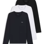 Three-pack of cotton T-shirts with logo embroidery