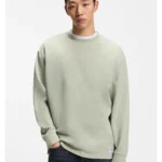 Cotton-blend T-shirt with waffle structure