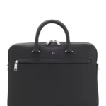 Grained faux-leather document case with signature-stripe trim