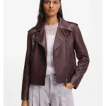 Grained-leather biker jacket with zips and studs