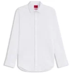 Slim-fit shirt in stretch cotton with double cuffs