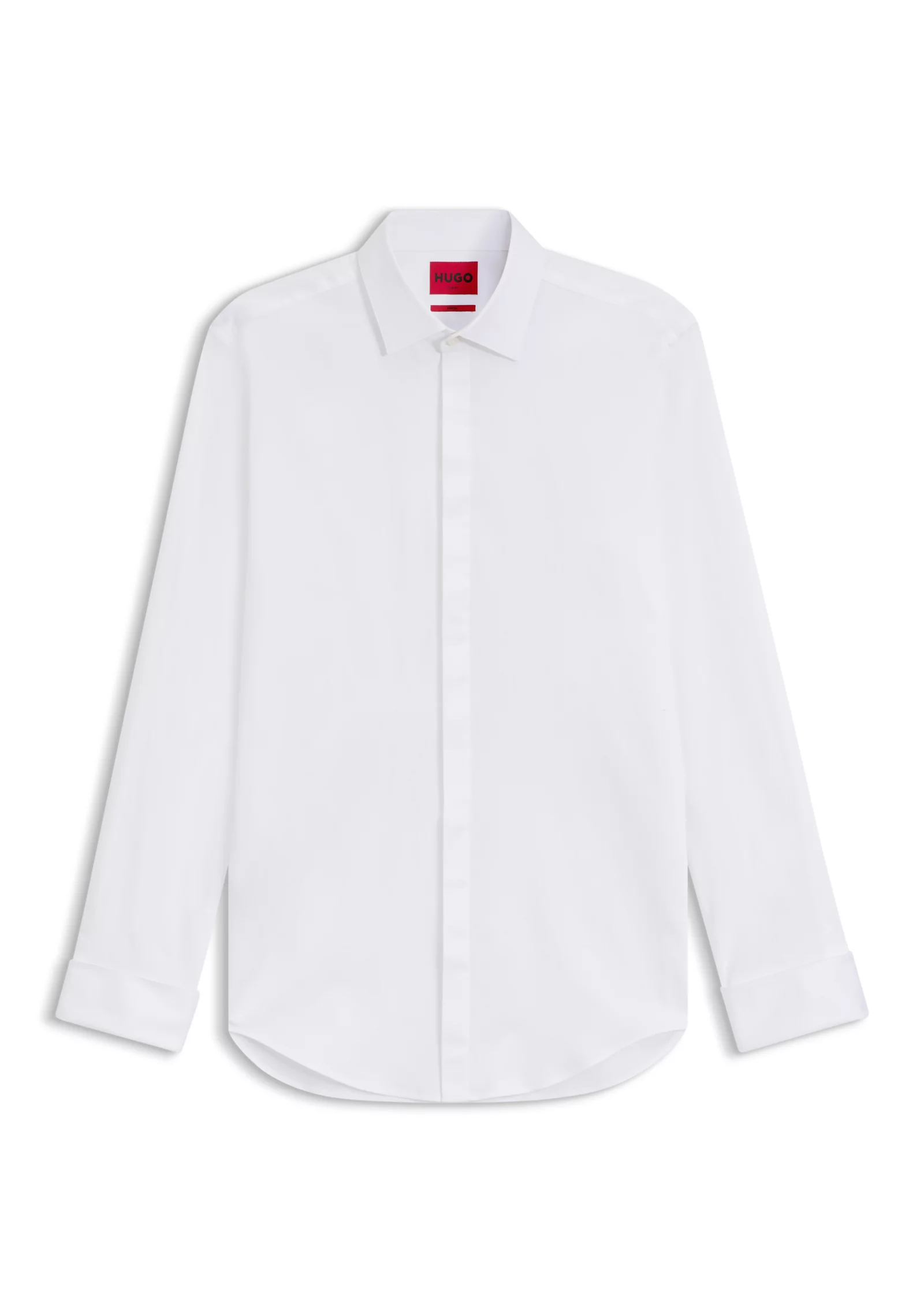 hbeu50544948_199_100 Slim-fit shirt in stretch cotton with double cuffs - Image 1