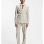 Two-piece slim-fit suit in patterned virgin wool