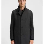 Regular-fit coat in wool-blend twill
