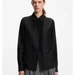 Regular-fit tuxedo-inspired blouse with pintuck pleats
