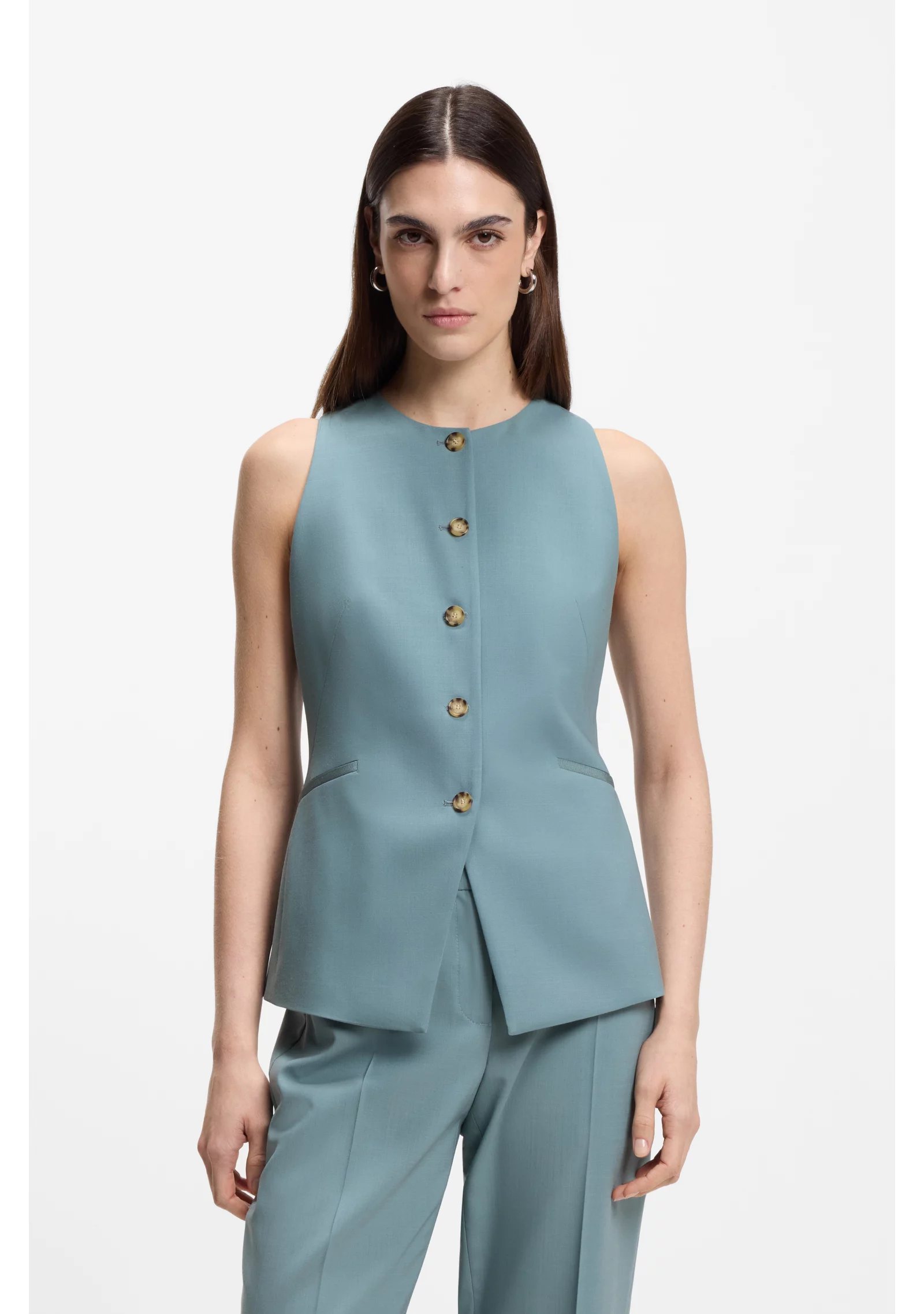 hbeu50551939_434_350 Slim-fit waistcoat in virgin wool - Image 1