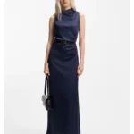 Satin maxi dress with gathered details