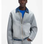 Denim jacket with inside-out styling