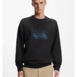 Cotton-terry logo sweatshirt with contrast stitching