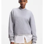 Cotton-terry sweatshirt with logo collar