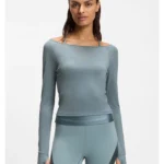 Active burnout-fabric top with shiny underlayer