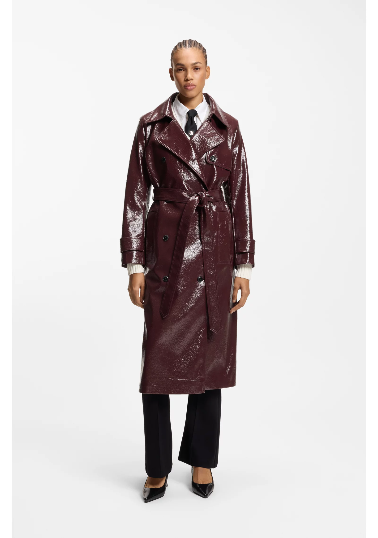 hbeu50554264_506_350 Double-breasted trench coat in faux leather - Image 1