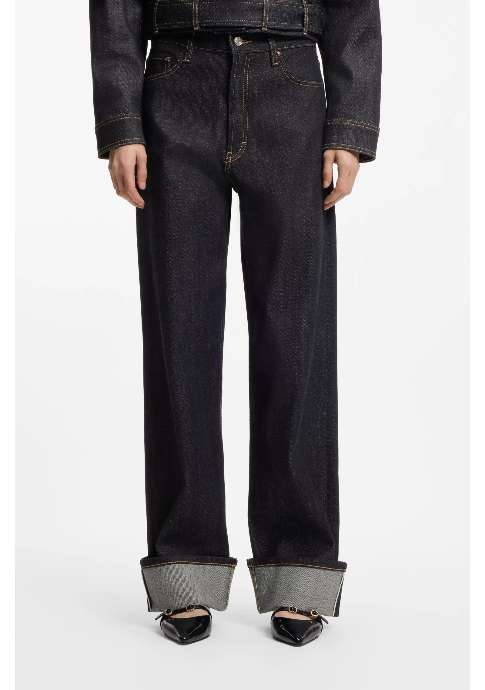 hbeu50554917_412_350 Wide-leg jeans in Japanese selvedge denim - Image 1