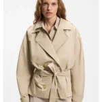 Belted short coat in cotton poplin