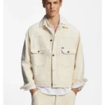 Relaxed-fit trucker jacket in ecru denim