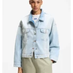 Boxy-fit jacket in blue rigid denim