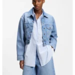 Regular-fit jacket in bright-blue denim