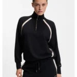Zip-neck sweatshirt with contrast inserts