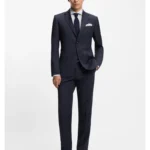 Two-piece regular-fit suit in checked virgin wool