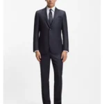 Two-piece regular-fit suit in virgin wool and silk