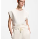 Sleeveless loose-fit sweatshirt with V-cut hemline