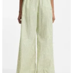 Cotton-poplin trousers with vertical stripe