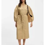 Cotton-poplin shirt dress with eyelet belt
