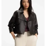 Relaxed-fit leather jacket with trench styling