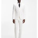 Three-piece extra-slim-fit suit in stretch-cotton seersucker