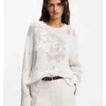 Oversized-fit cotton-blend sweater with knitted pattern