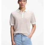 Knit polo in silk and cotton