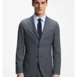 Slim-fit jacket in virgin wool, silk and linen